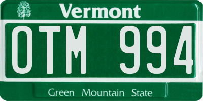 VT license plate OTM994