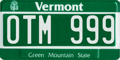 VT license plate OTM999