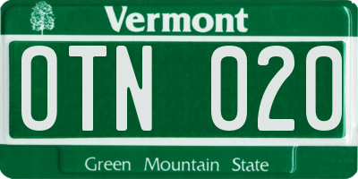 VT license plate OTN020