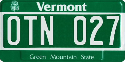 VT license plate OTN027