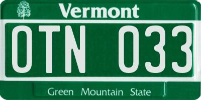VT license plate OTN033