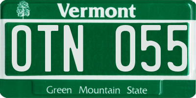 VT license plate OTN055