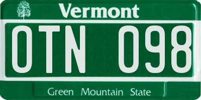 VT license plate OTN098