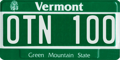 VT license plate OTN100
