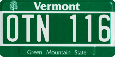 VT license plate OTN116