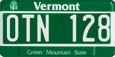VT license plate OTN128