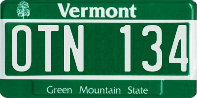 VT license plate OTN134