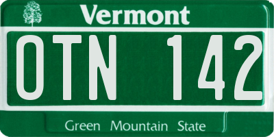 VT license plate OTN142