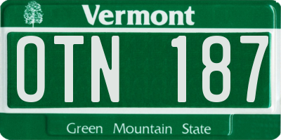 VT license plate OTN187