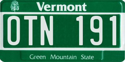 VT license plate OTN191