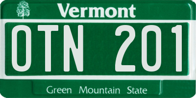VT license plate OTN201