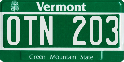 VT license plate OTN203