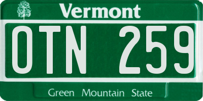 VT license plate OTN259