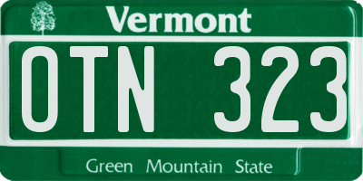 VT license plate OTN323