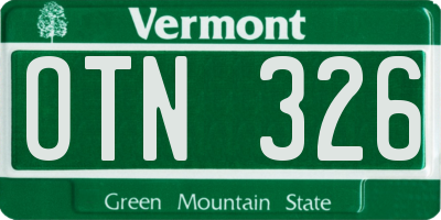 VT license plate OTN326