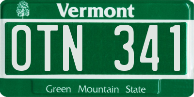 VT license plate OTN341