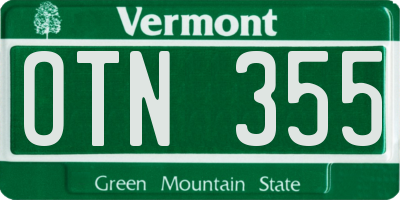 VT license plate OTN355