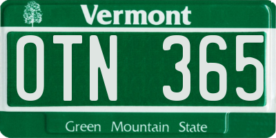 VT license plate OTN365