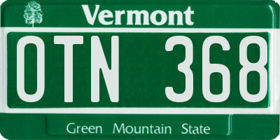 VT license plate OTN368