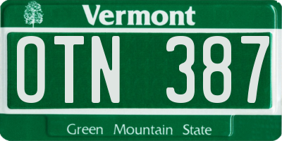 VT license plate OTN387