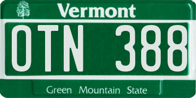 VT license plate OTN388
