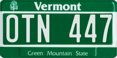 VT license plate OTN447