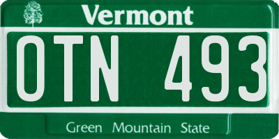 VT license plate OTN493