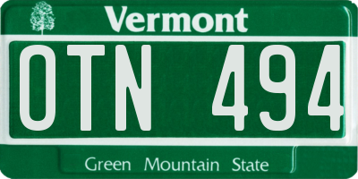 VT license plate OTN494