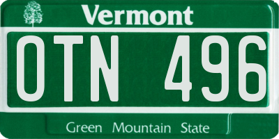 VT license plate OTN496