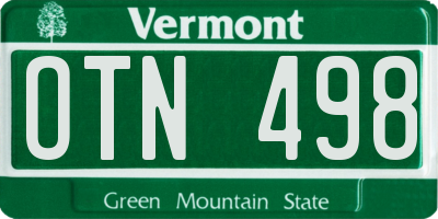 VT license plate OTN498