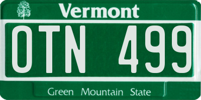 VT license plate OTN499