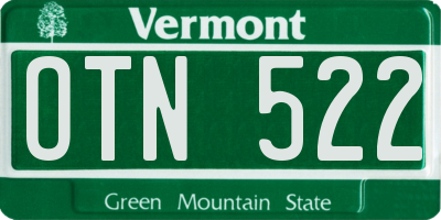 VT license plate OTN522