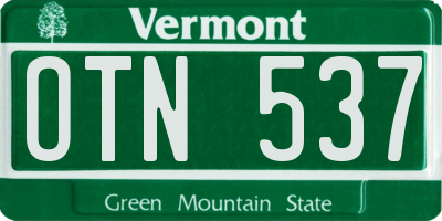 VT license plate OTN537