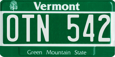 VT license plate OTN542