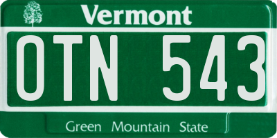 VT license plate OTN543