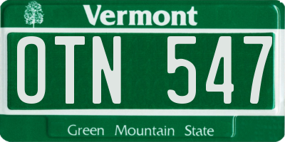 VT license plate OTN547