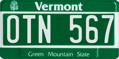 VT license plate OTN567