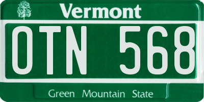 VT license plate OTN568