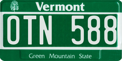 VT license plate OTN588