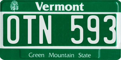VT license plate OTN593