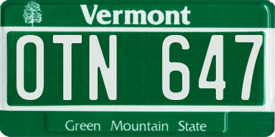 VT license plate OTN647