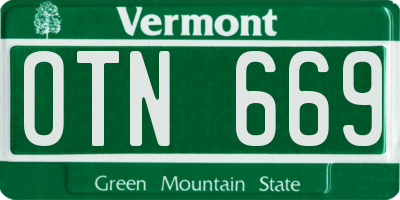 VT license plate OTN669