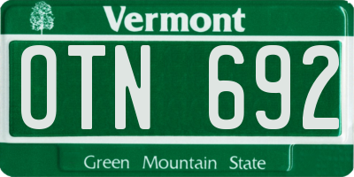 VT license plate OTN692