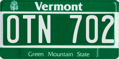 VT license plate OTN702