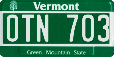 VT license plate OTN703