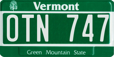 VT license plate OTN747
