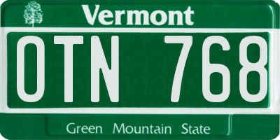 VT license plate OTN768