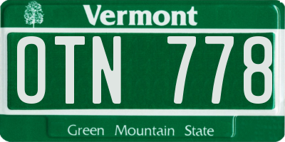 VT license plate OTN778