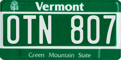 VT license plate OTN807