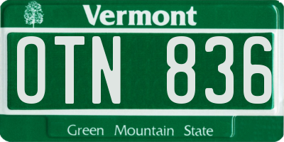 VT license plate OTN836